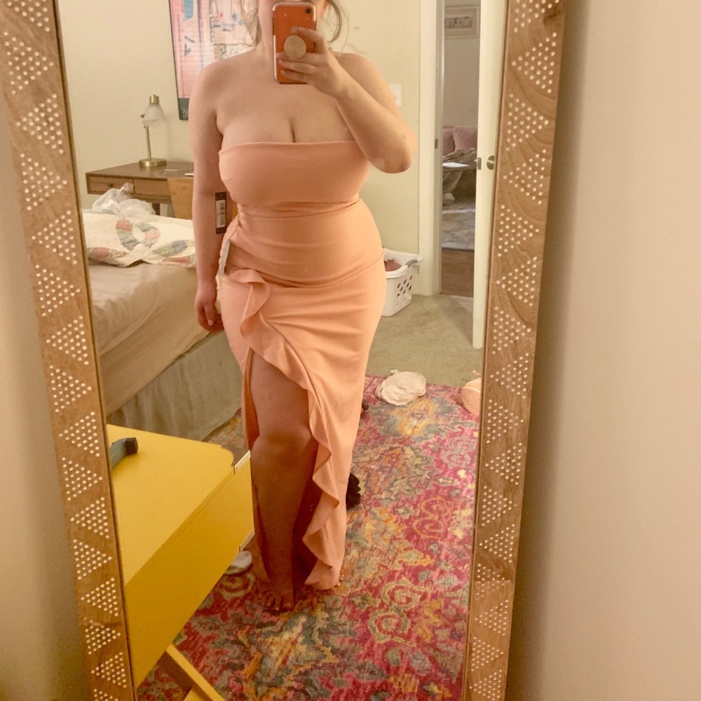 After Hours Strapless Ruffled Dress